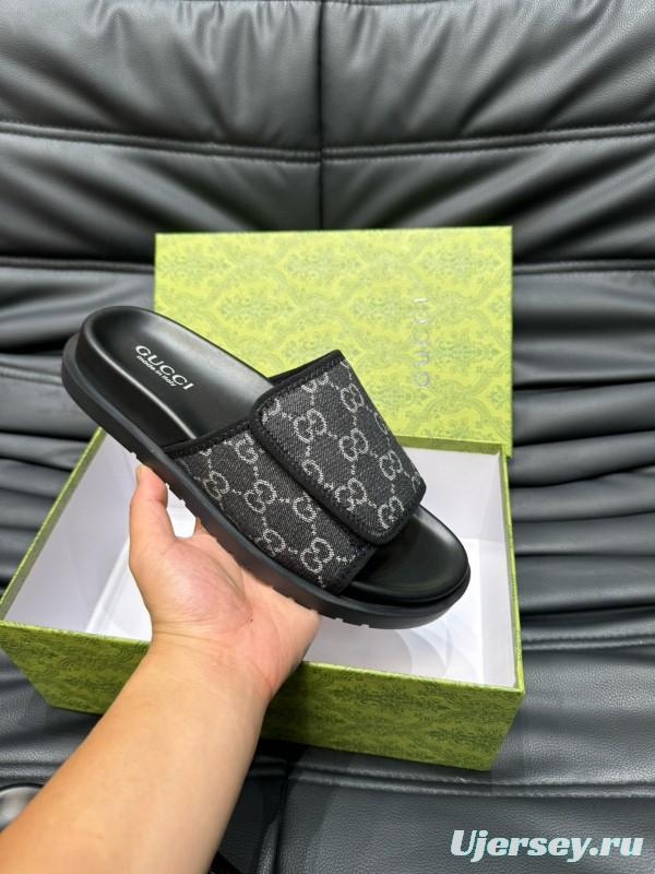 2024 Slippers Gucci Black Fabric Slippers MJ00200