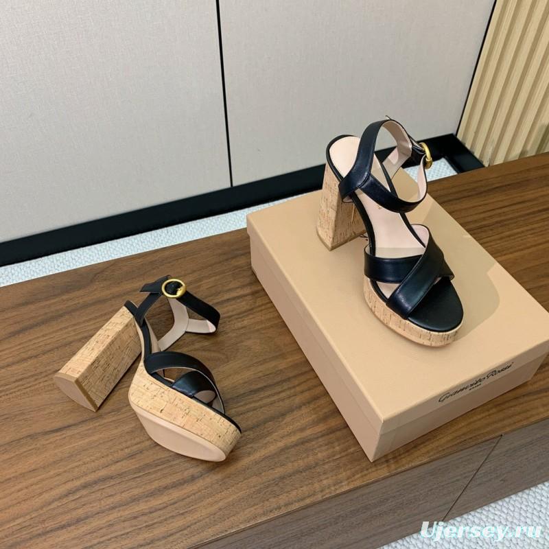 2025 Women Gianvito Rossi Black Leather Sandal