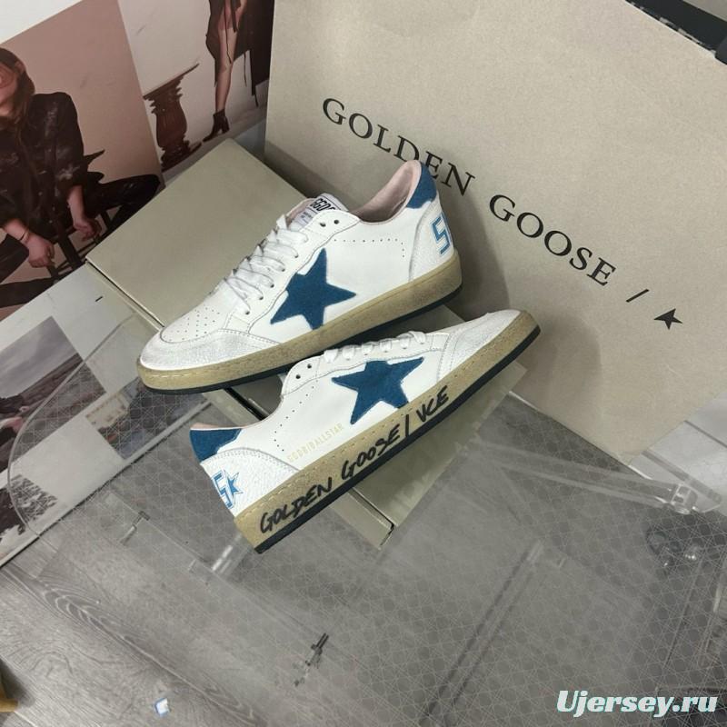 2024 Unisex GGDB White Blue Leather Low Top Sneakers MJ00260
