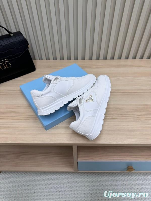 2025 Women Prada White Leather Sneakers