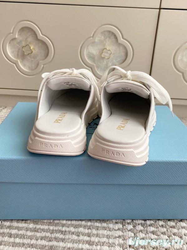 2025 Women Prada White Leather Sneakers LY00290