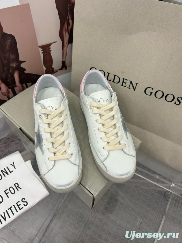 2025 Women GGDB White Pink Cowhide Leather Sneakers