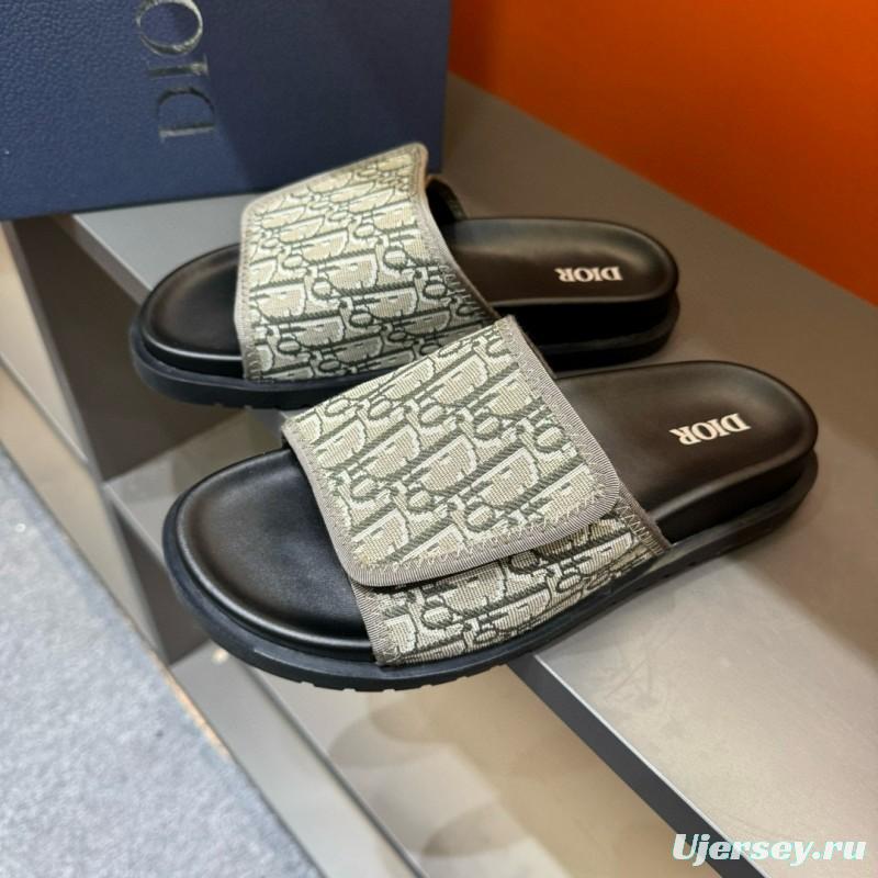 2024 Dior beige black fabric slippers MJ00180