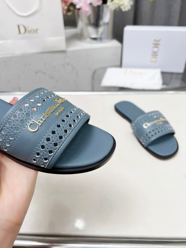 2025 Slippers Dior Blue Leather Slippers