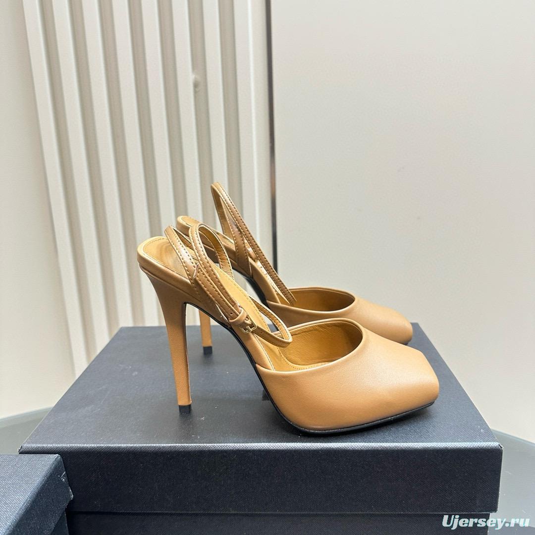 2025 Women Yves Saint Laurent Beige Calfskin Slingback Pumps