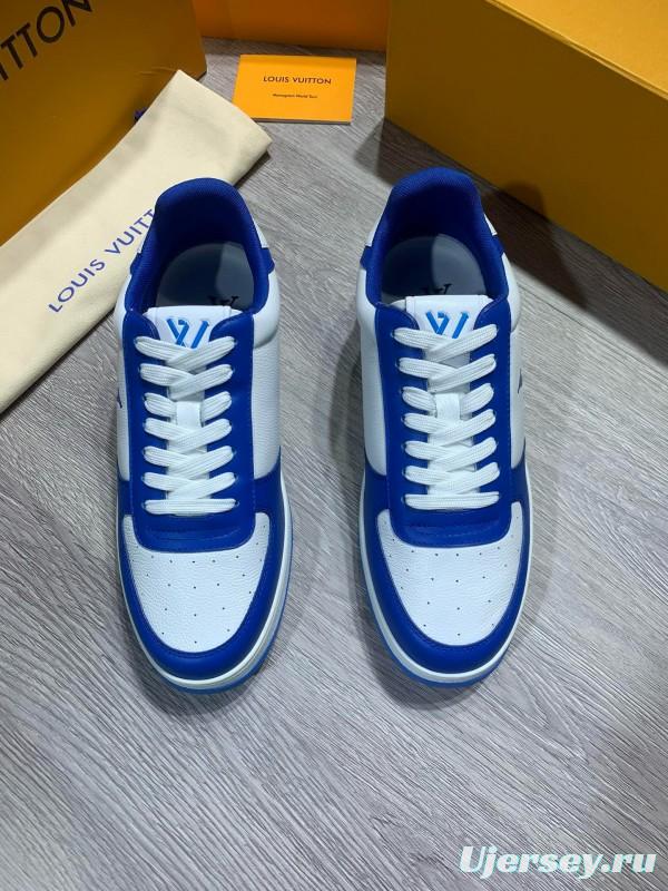 2024 Men Louis Vuitton Blue White Leather Sneakers MJ00380