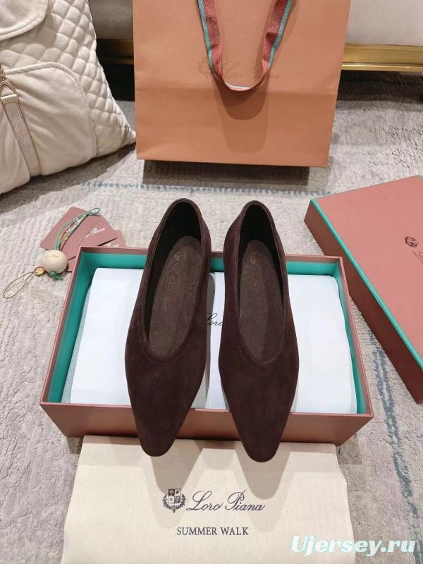 2025 Women LP Brown Suede Ballet Flat LY00320