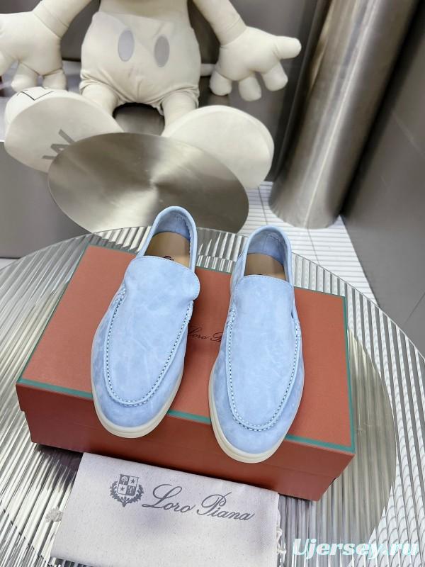 2025 Women LP Light Blue Suede Loafers LY00260