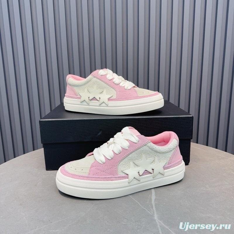 2024 Women Amiri Pink White Canvas Sneakers MJ00300