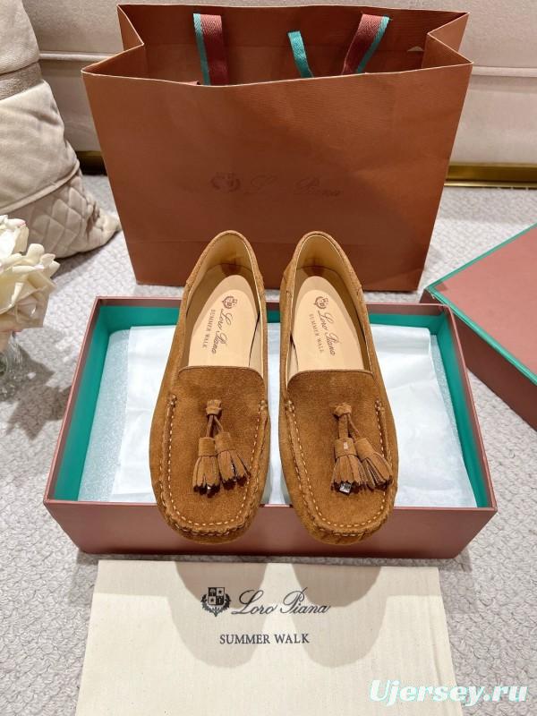 2025 Women LP Brown Suede Loafers Tassel LY00291
