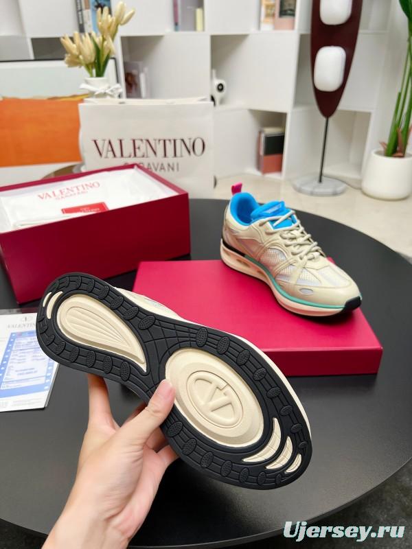 2024 Unisex Valentino Blue Beige Mesh TPU Sneakers Vlogo LY00410