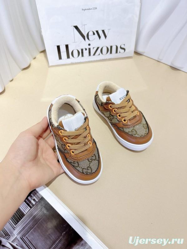 2024 Kids GG Brown Tan Leather Sneakers