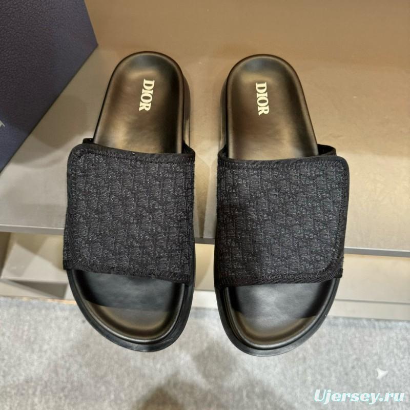 2024 Dior black fabric leather slippers MJ00180
