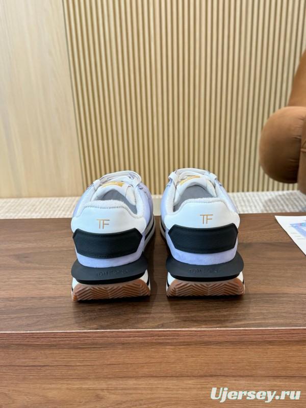2025 Unisex TOM FORD Blue White Black Leather Suede Sneakers LY00360(LY00370)
