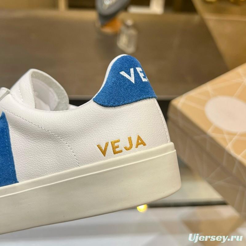 2025 Unisex VEJA White Blue Leather Canvas Sneakers MJ00240