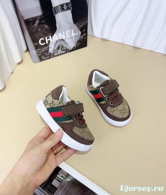 2024 Kids Gucci Brown Green Canvas Sneakers