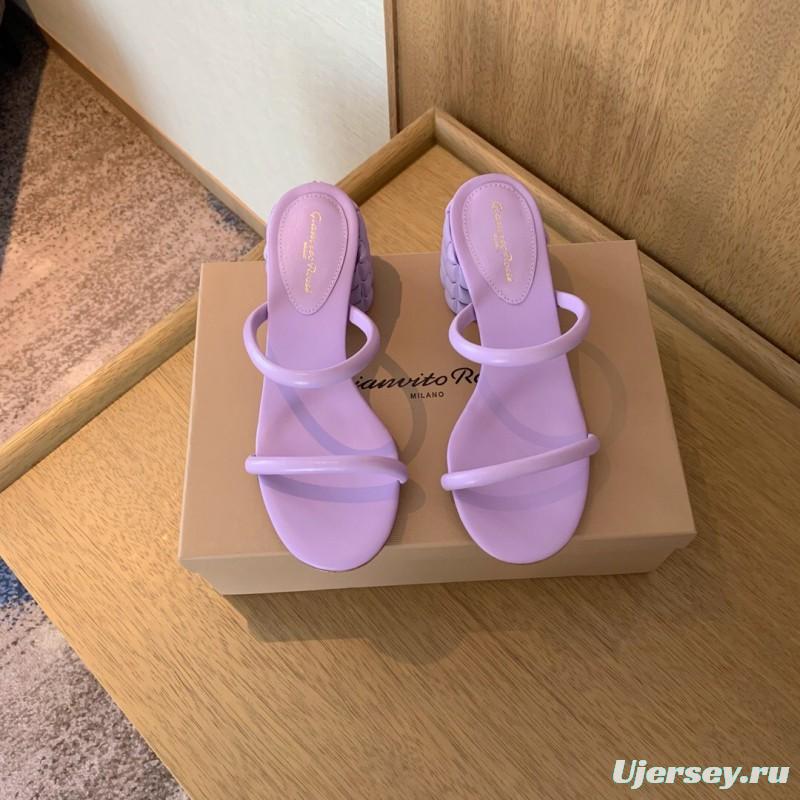 2025 Women Gianvito Rossi Purple Leather Slippers