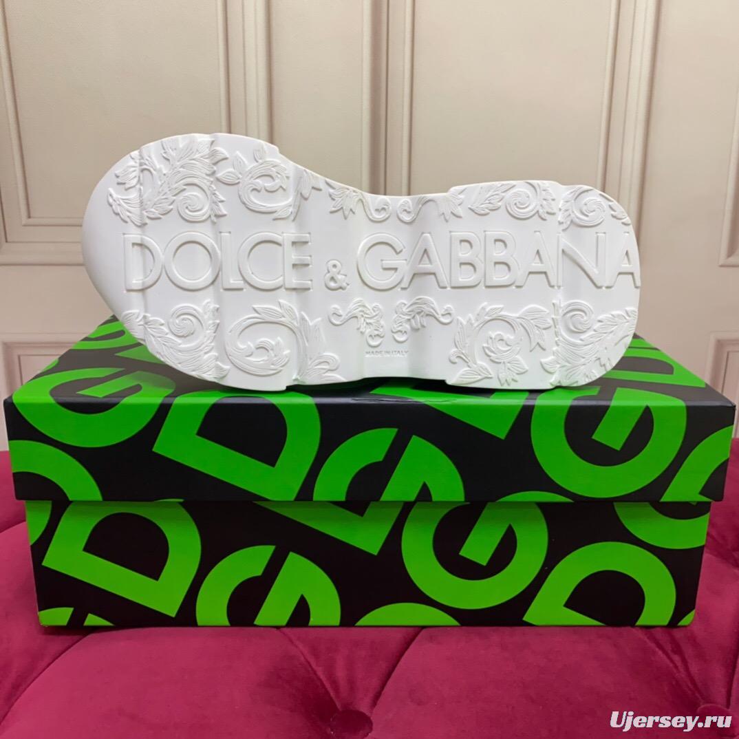 2025 Unisex Dolce & Gabbana White Red Blue Leather Mesh Sneakers LY00330(F)/LY00340(M)