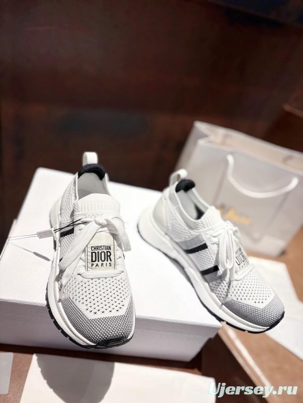2025 Unisex Dior White Black Flyknit Sneakers LY00260