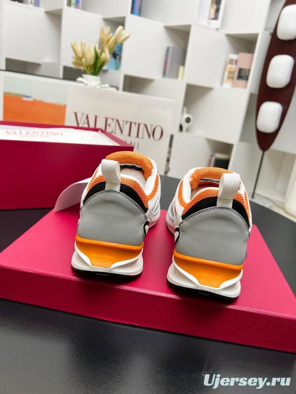 2025 Unisex Valentino White Orange Grey Mesh Fabric Sneakers Vlogo Welding LY00410