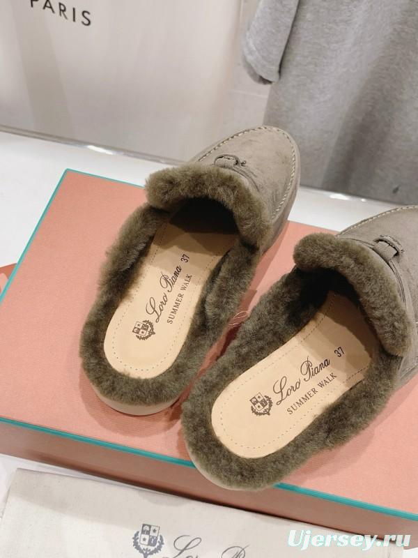 2024 Unisex LP Taupe Suede Shearling Loafers MJ00300(Women)/MJ00300(Men)