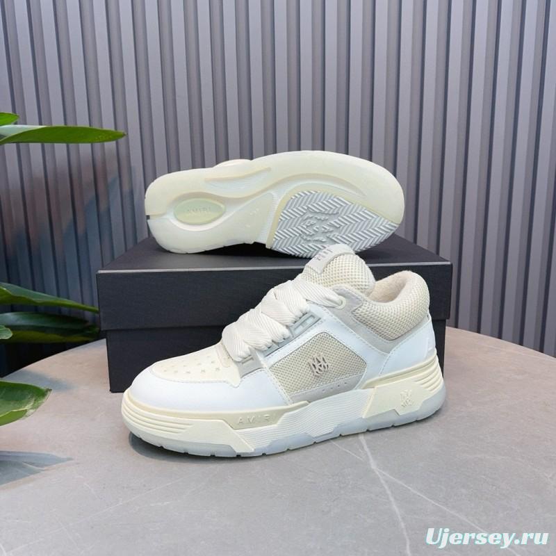 2024 Unisex Amiri White Mesh Leather Sneakers MJ00360