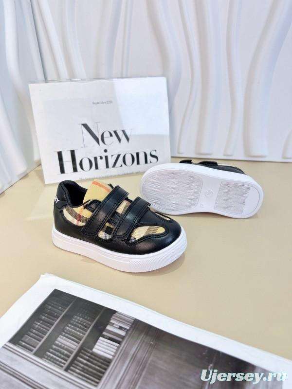 2024 Kids B White Black Canvas Leather Shoes