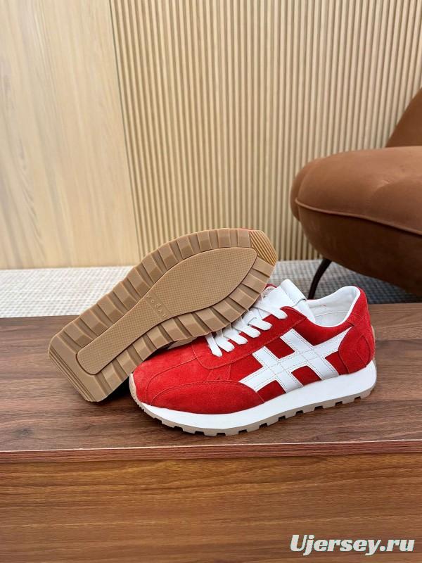 2025 Unisex HOGAN Red White Suede Sneakers