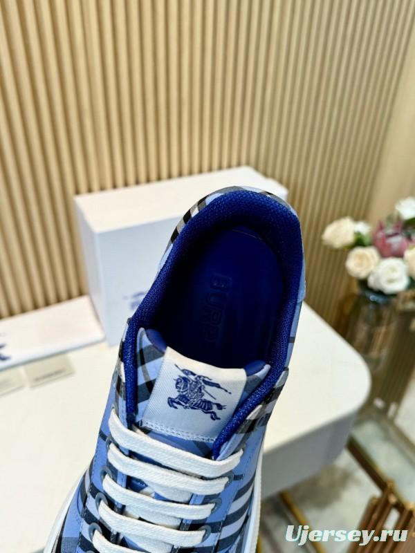 2024 Men Burberry Blue Black White Cotton Casual Shoes MJ00320