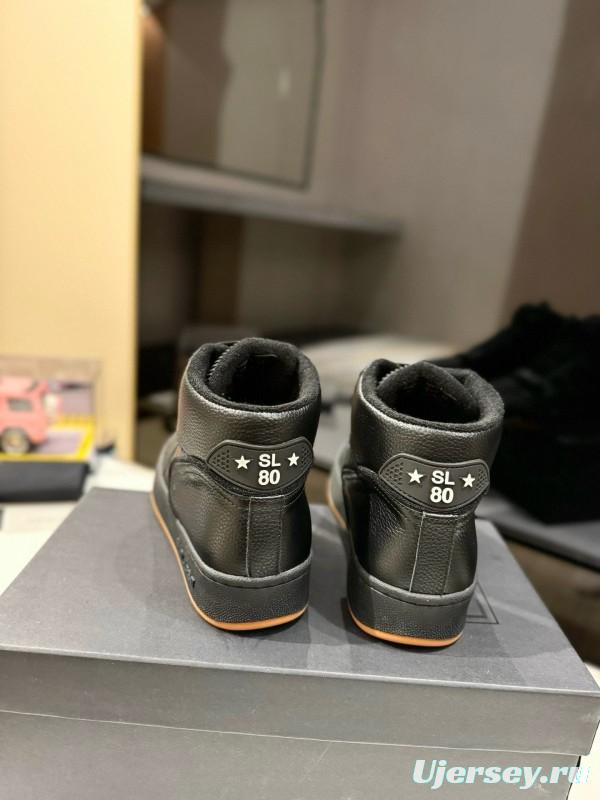 2024 Unisex Yves Saint Laurent Black Leather Sneakers Perforated Craft MJ00390