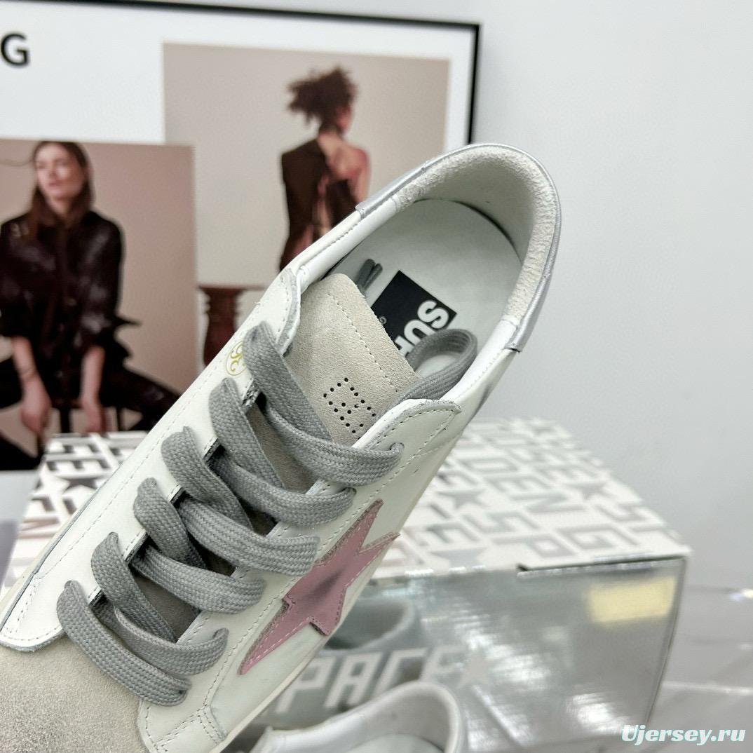 2025 Women GGDB White Pink Leather Sneakers