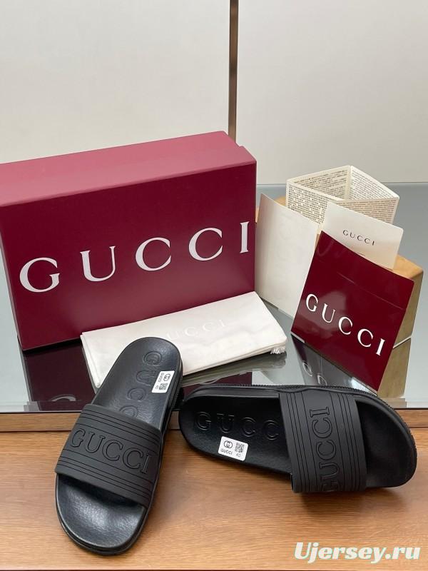 2025 Slippers Gucci Black Rubber Slippers LY00175