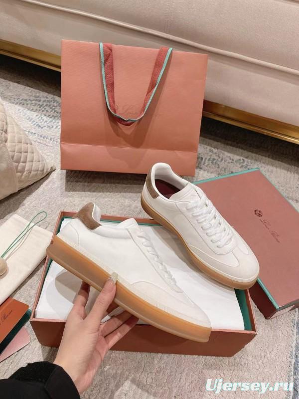 2025 Women LP White Brown Leather Sneakers LY00320(F)