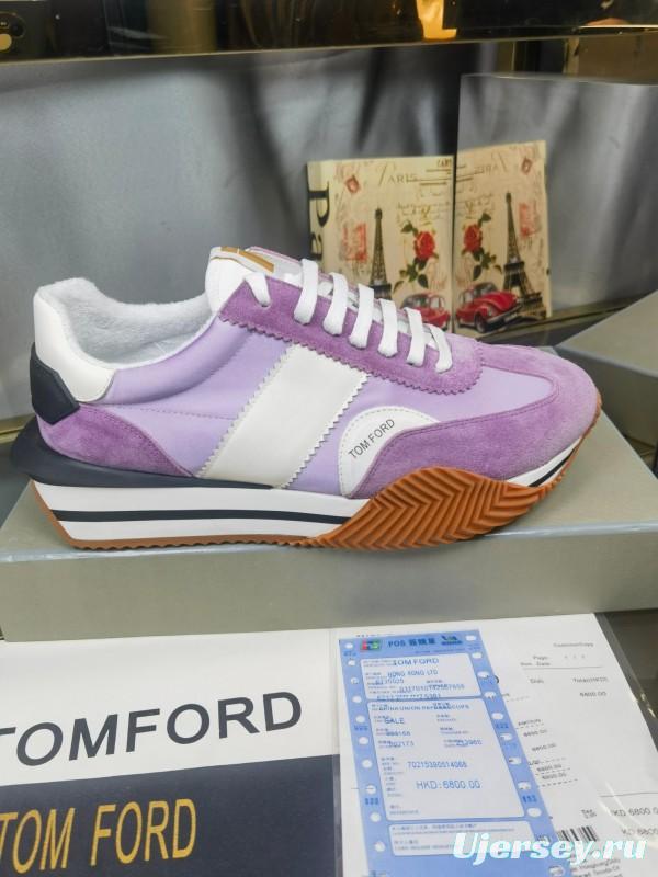 2025 Unisex TOM FORD Purple White Suede Leather Sneakers LY00360(F)/LY00370(M)