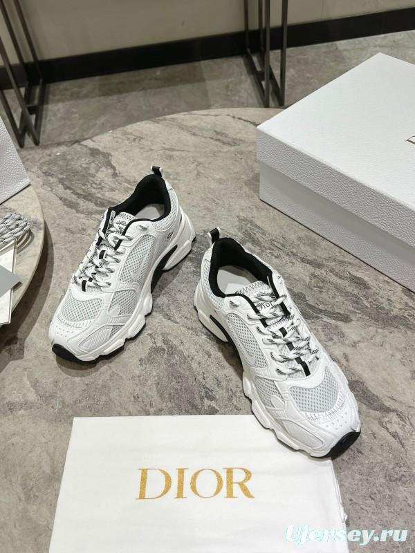 2025 Women Dior White Black Mesh Leather Sneakers KFY00370