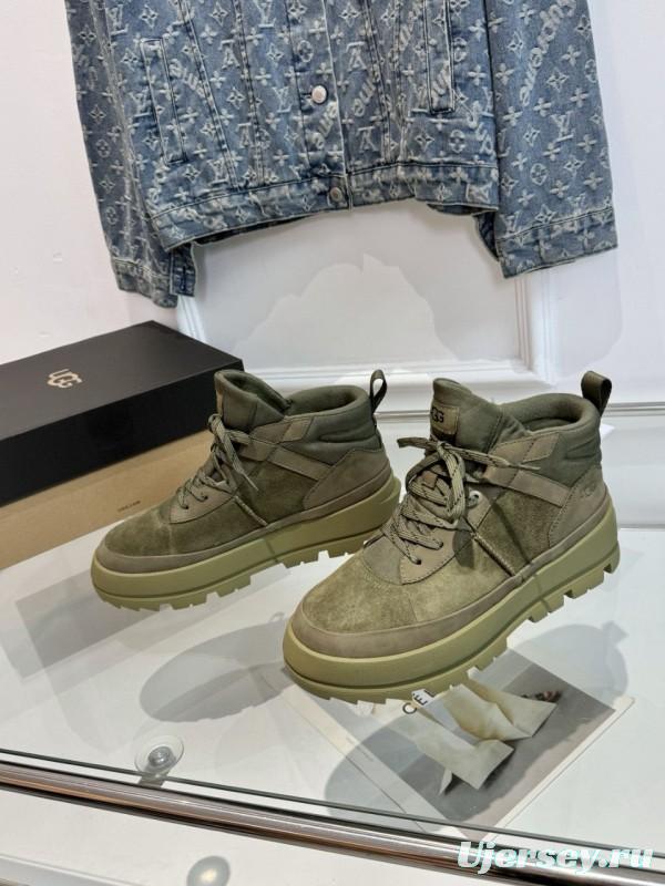 2024 Unisex UGG Black Chestnut Military Green Sheepskin Work Boots MJ00300
