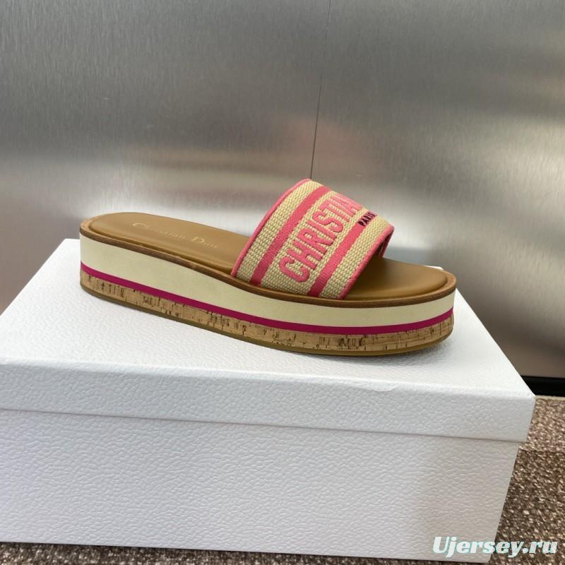 2025 Slippers Dior Pink Canvas Slide