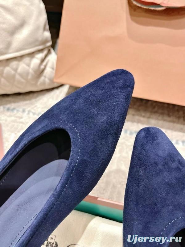 2025 Women LP Navy Suede Ballet Flats