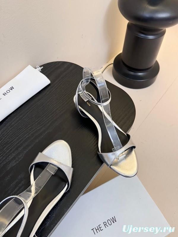 2025 Women The Row Silver Leather Sandals