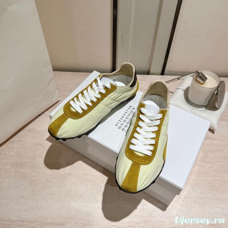 2025 Unisex MM6 Maison Margiela Yellow White Nylon Suede Sneakers