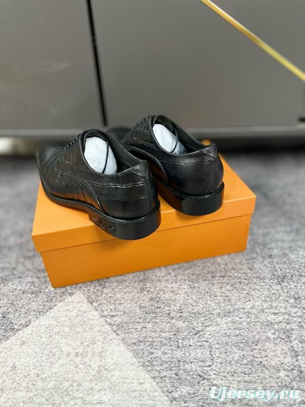 2024 Men Louis Vuitton Black Leather Formal Shoes MJ00380