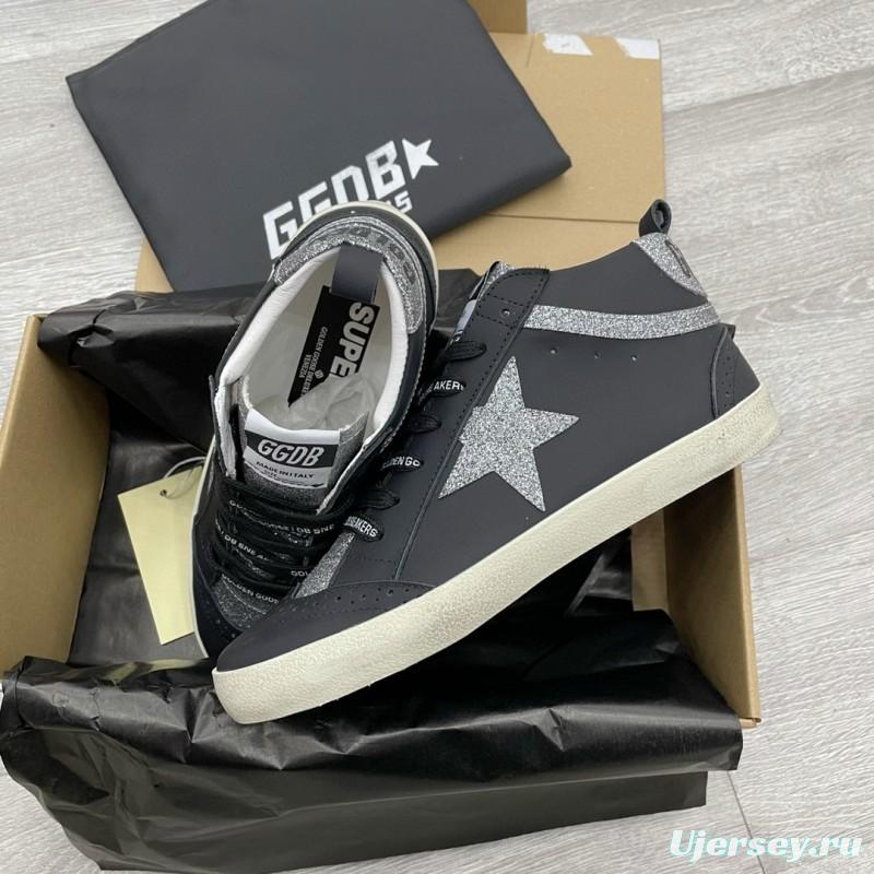 2024 Unisex GGDB Black Silver Leather Glitter High Top Sneakers MJ00300