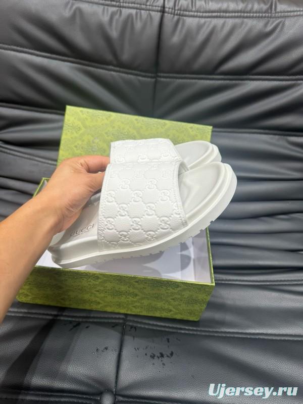 2024 GUCCI White Leather Slippers MJ00200