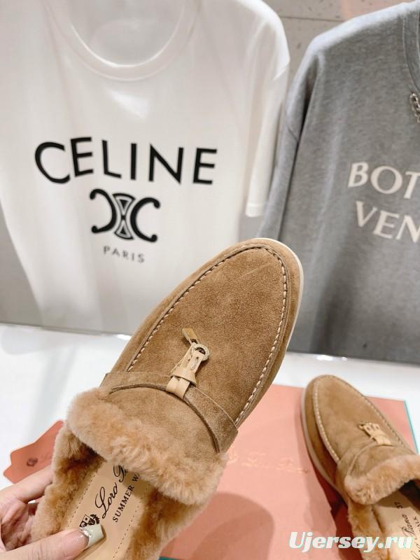 2024 Slippers LP Beige Suede Fur Slip-on