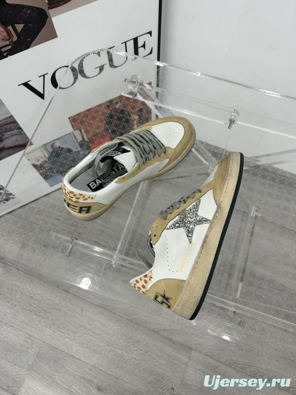 2024 Unisex GGDB White Beige Glitter Suede Leather Low Top Sneakers MJ00260