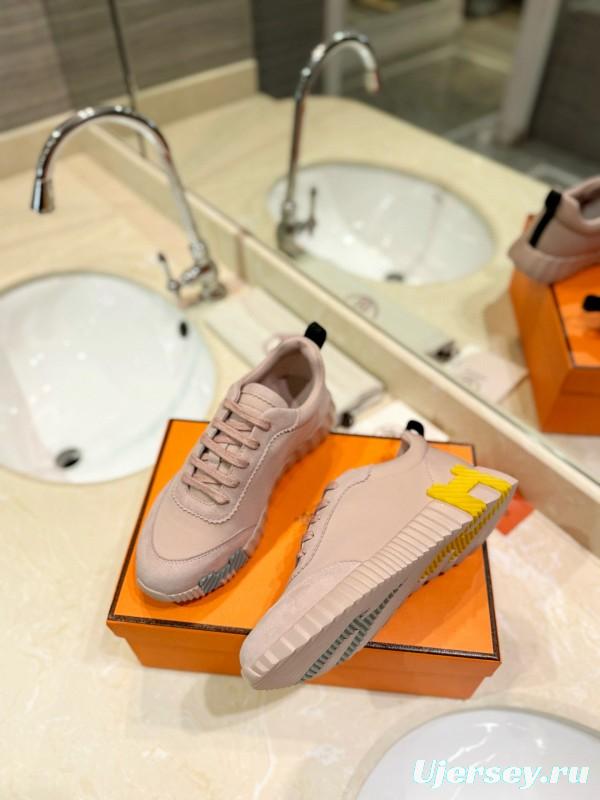 2024 Women Hermès Pink Leather Sneakers