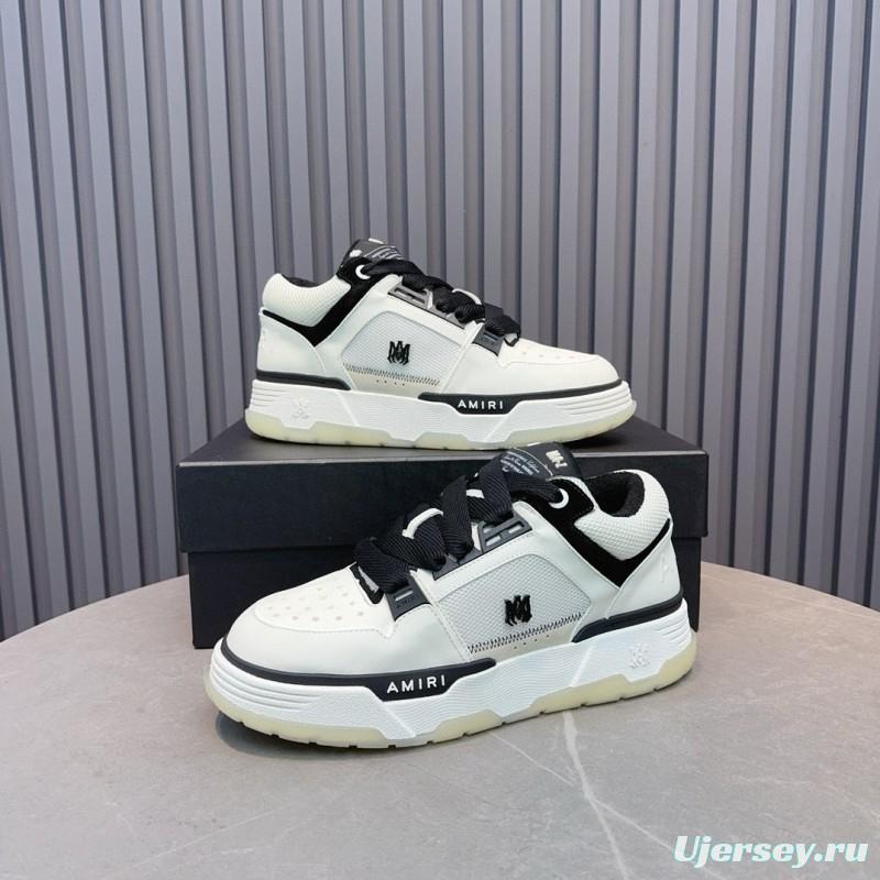 2024 Unisex Amiri Black White Leather Sneakers MJ00360