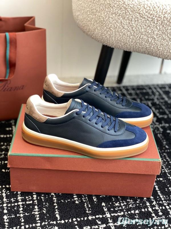 2024 Unisex Le Parmentier Blue Navy Leather Suede Plimsolls MJ00320