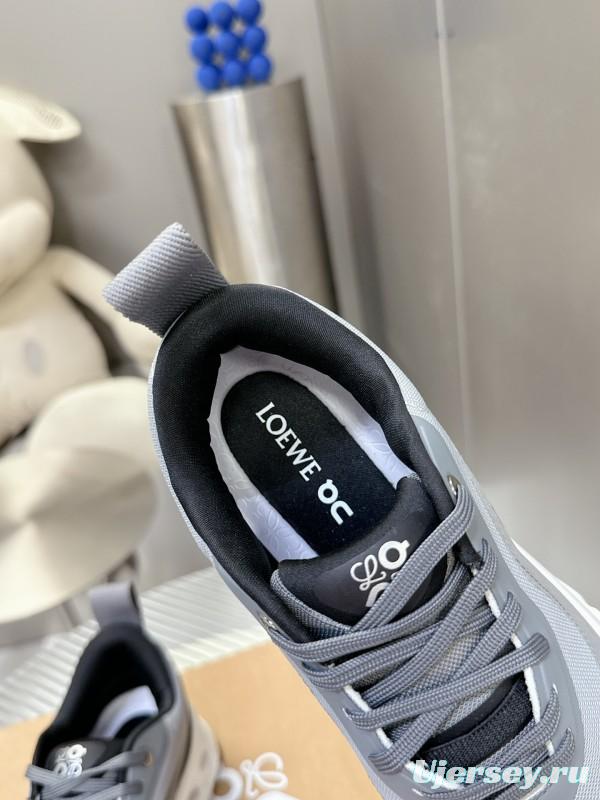 2025 Women Loewe Grey Mesh Leather Sneakers CloudTec Phase