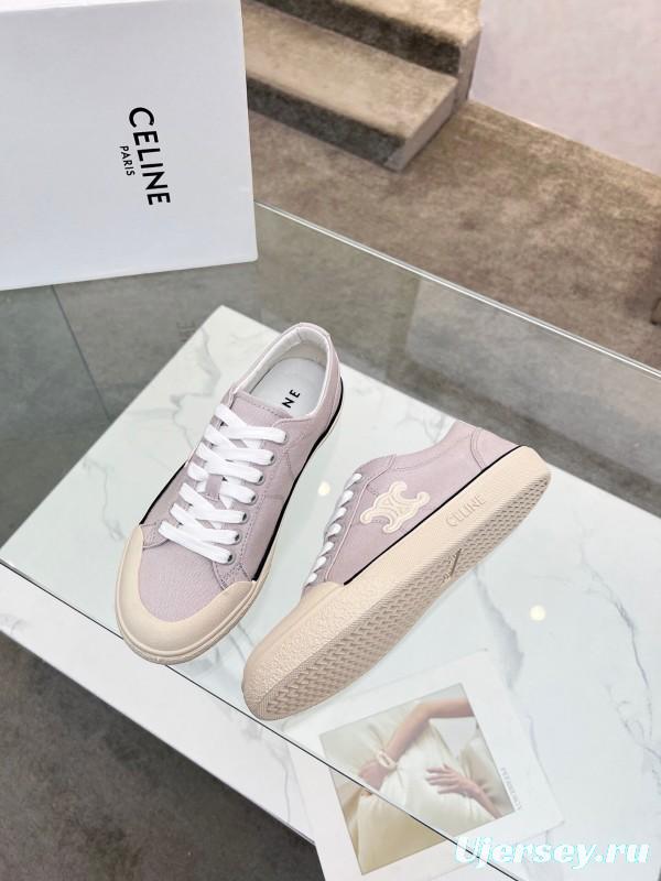 2025 Women Celine Light Grey Canvas Sneakers LY00210